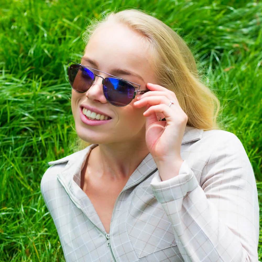 blauwe zonnebril dames